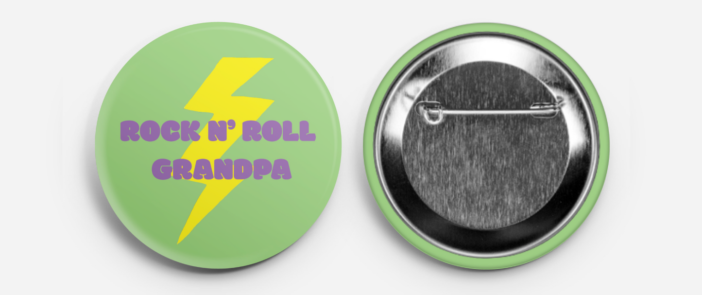 Rock n Roll Grandpa Button